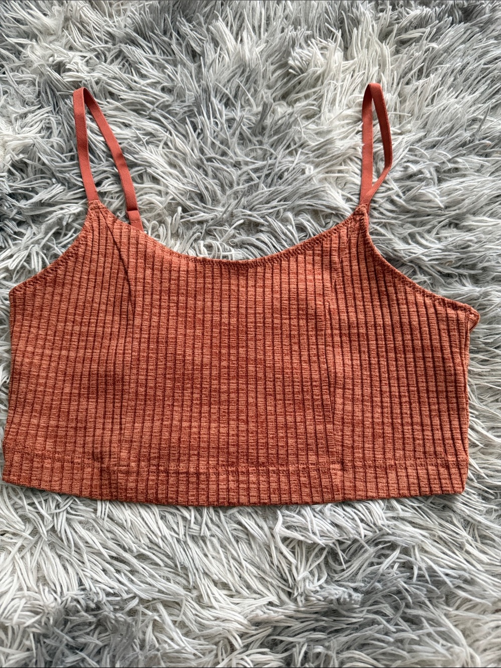aerie Rust Ribbed Cropped Cami - Burnt Orange